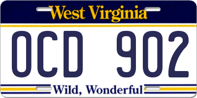 WV license plate OCD902