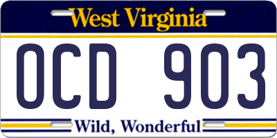 WV license plate OCD903