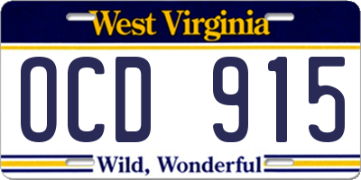 WV license plate OCD915