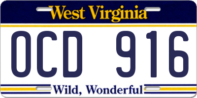 WV license plate OCD916