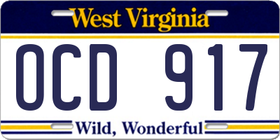 WV license plate OCD917
