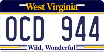 WV license plate OCD944