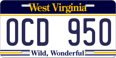 WV license plate OCD950