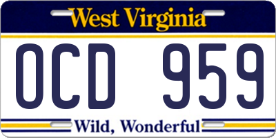 WV license plate OCD959