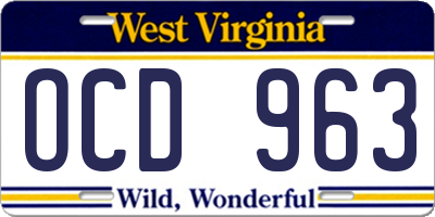 WV license plate OCD963