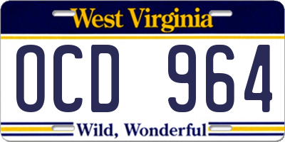 WV license plate OCD964