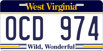 WV license plate OCD974