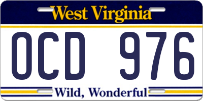 WV license plate OCD976
