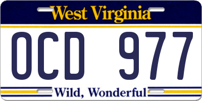 WV license plate OCD977