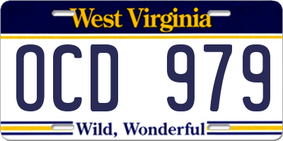 WV license plate OCD979