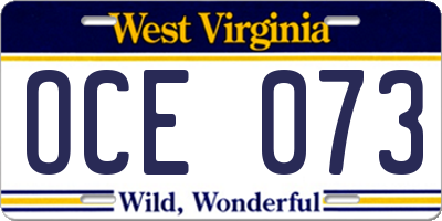 WV license plate OCE073