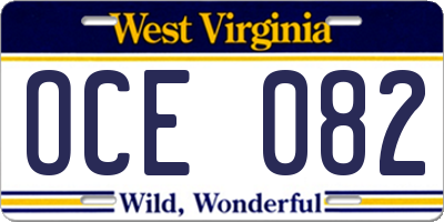 WV license plate OCE082