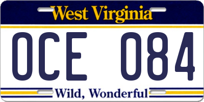WV license plate OCE084