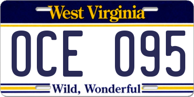 WV license plate OCE095