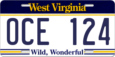 WV license plate OCE124