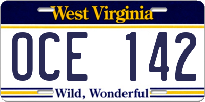 WV license plate OCE142