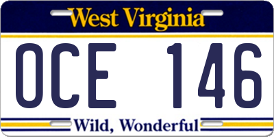 WV license plate OCE146