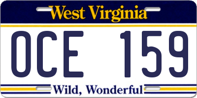 WV license plate OCE159