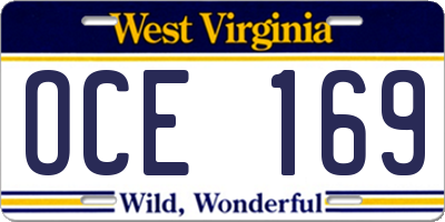 WV license plate OCE169