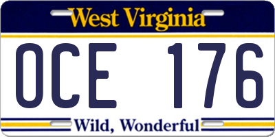WV license plate OCE176