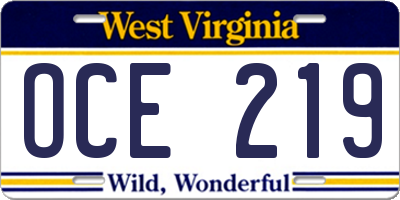 WV license plate OCE219