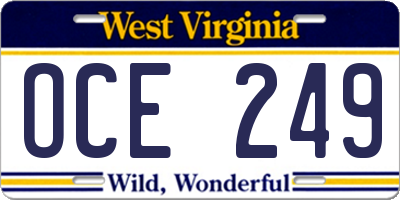 WV license plate OCE249