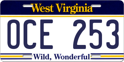 WV license plate OCE253