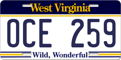 WV license plate OCE259