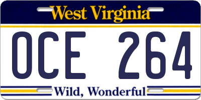 WV license plate OCE264