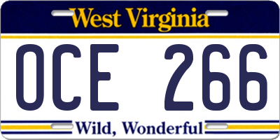 WV license plate OCE266