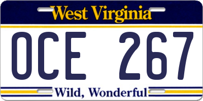 WV license plate OCE267
