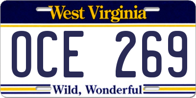 WV license plate OCE269