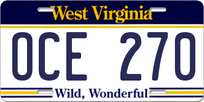 WV license plate OCE270
