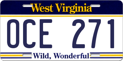 WV license plate OCE271