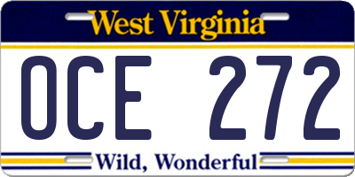 WV license plate OCE272