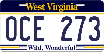 WV license plate OCE273