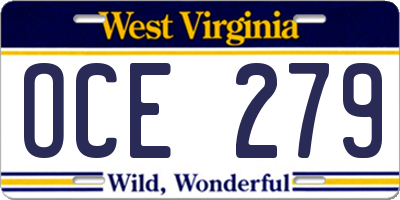 WV license plate OCE279