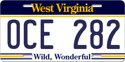 WV license plate OCE282