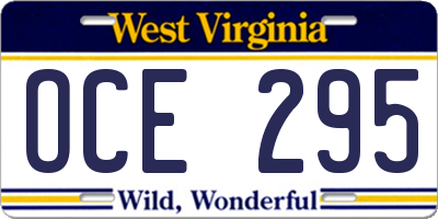 WV license plate OCE295