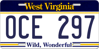 WV license plate OCE297