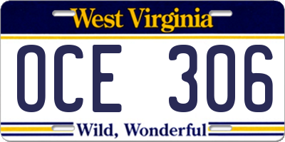 WV license plate OCE306