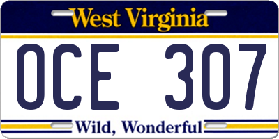 WV license plate OCE307