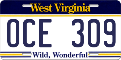 WV license plate OCE309