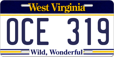 WV license plate OCE319