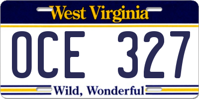 WV license plate OCE327