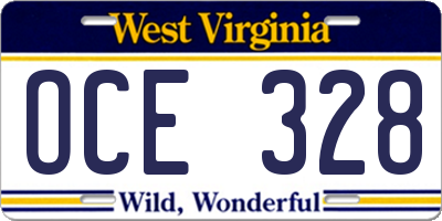 WV license plate OCE328