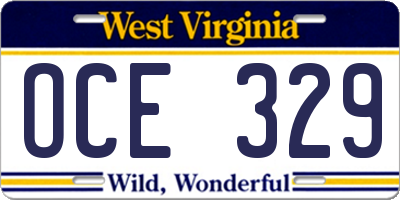 WV license plate OCE329