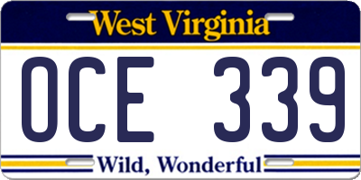 WV license plate OCE339