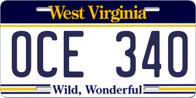 WV license plate OCE340