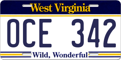 WV license plate OCE342